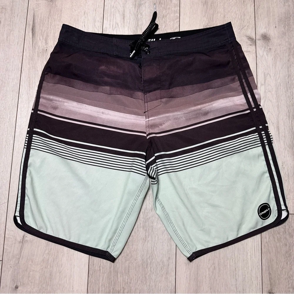 O'Neill Men's Gradient Swim Shorts - Black, Grey and light green